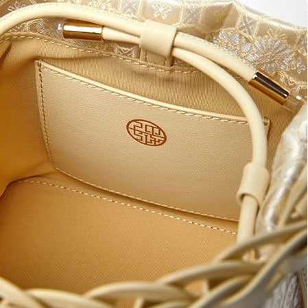 Silk weaving jaqueard brocade flower pattern symbolizes gift for ladies shoulder bag