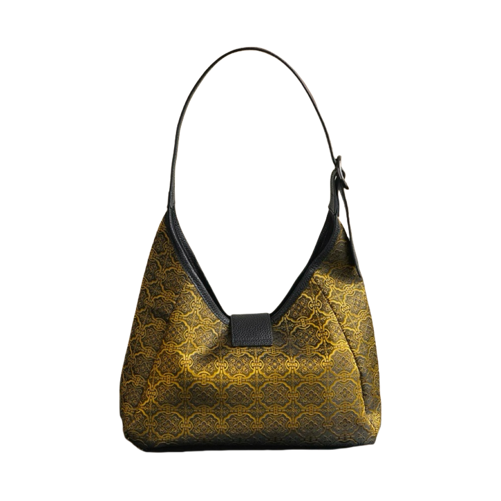 Golden Song brocade handmade silk tote bag Chinese patterns luxury style