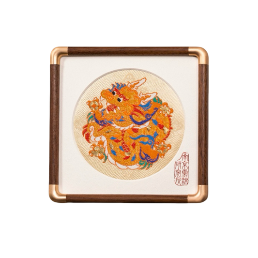 "Golden Snake"Handmade silk embroidery wall decor Snake Year framed Asian motifs ‌Intangible Free shipping